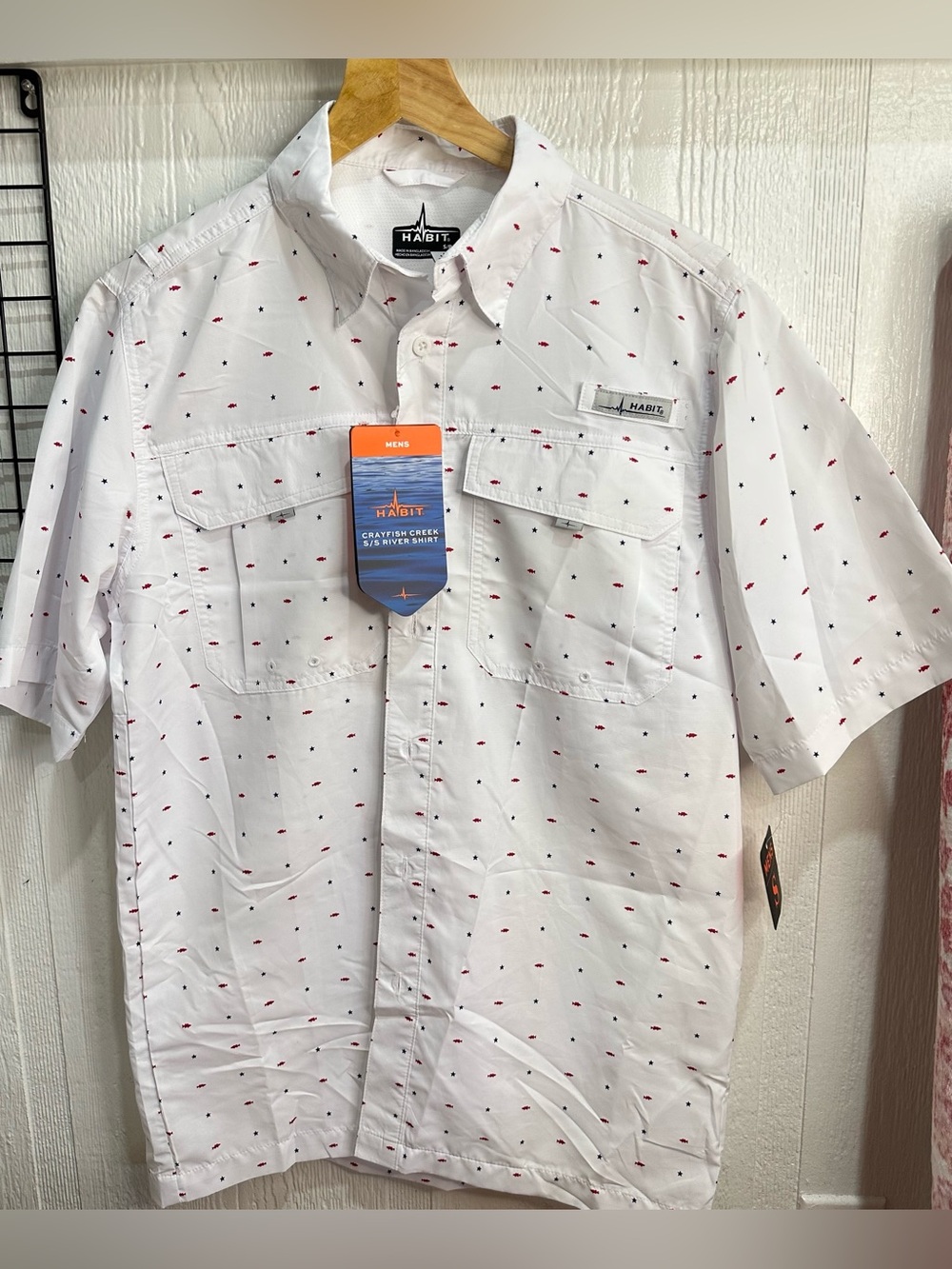 NWT Men’s Habit Short Sleeve Button Down Fishing Shirt Sz Small